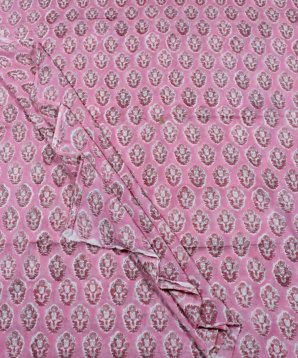 0.7m Pale Pink Handblock Print Cotton Fabric