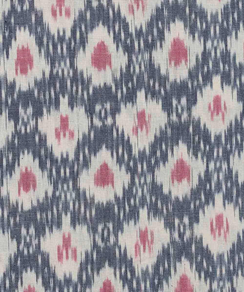 0.9m Handwoven Pochampally Ikat Blue Cotton Fabric