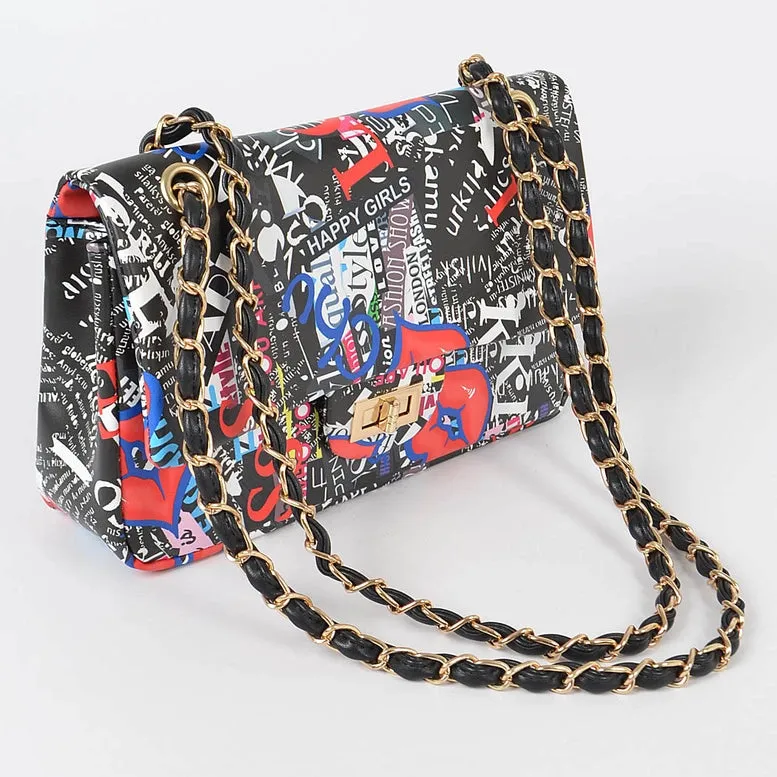 3AM Letter Print Shoulder Bag