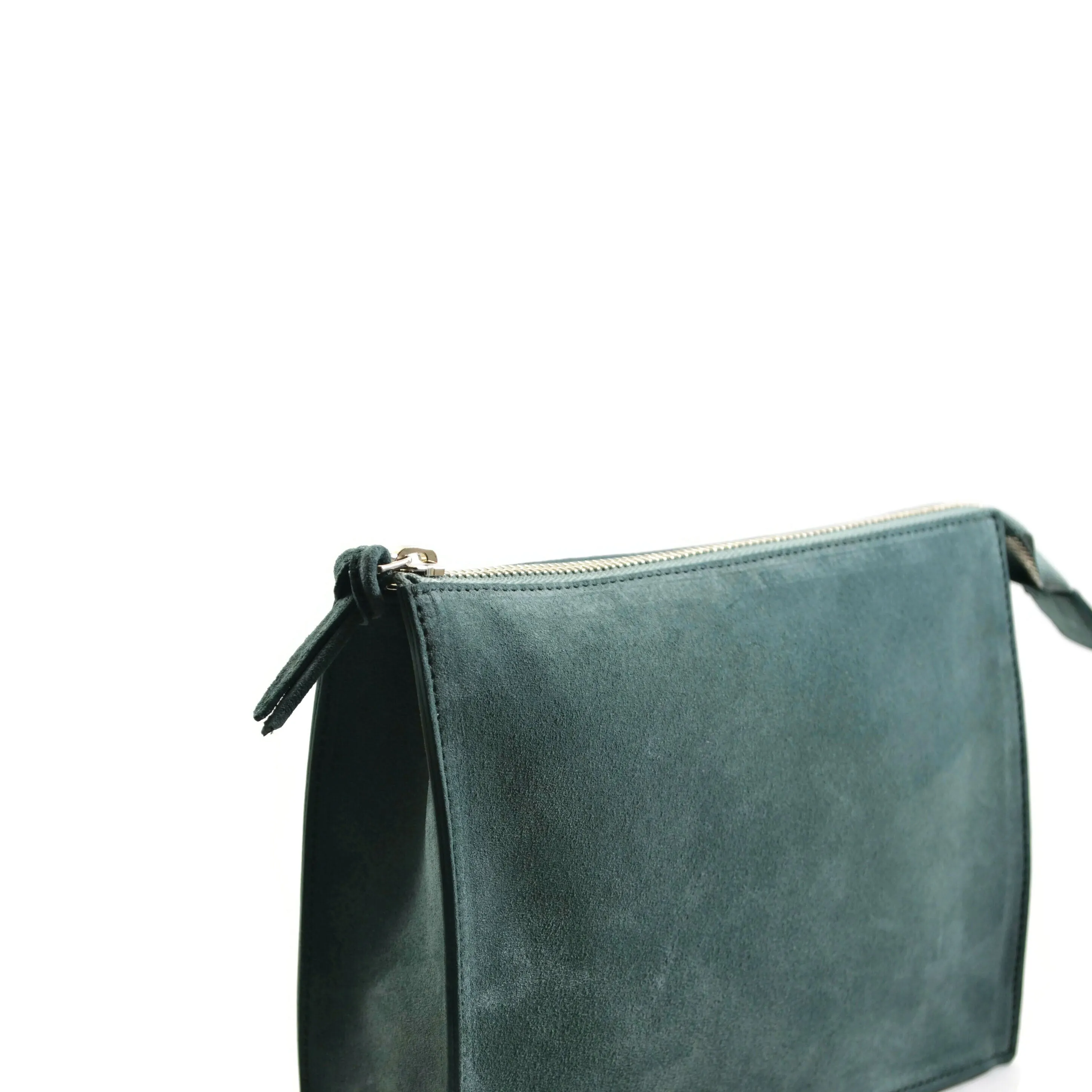 A & Furst - Medium Pouch - Handbag, Teal Green Color Suede Leather