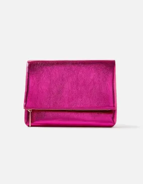 Accessorize London Foldover Clutch Bag Pink