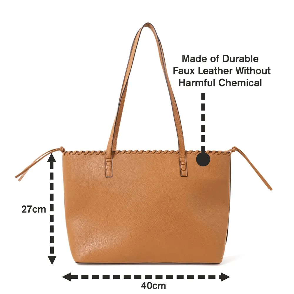 Accessorize London Tan Whipstitch Tote Bag