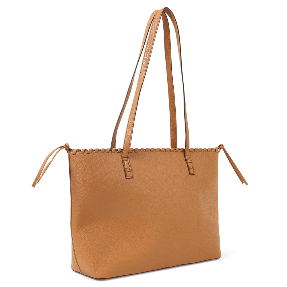 Accessorize London Tan Whipstitch Tote Bag