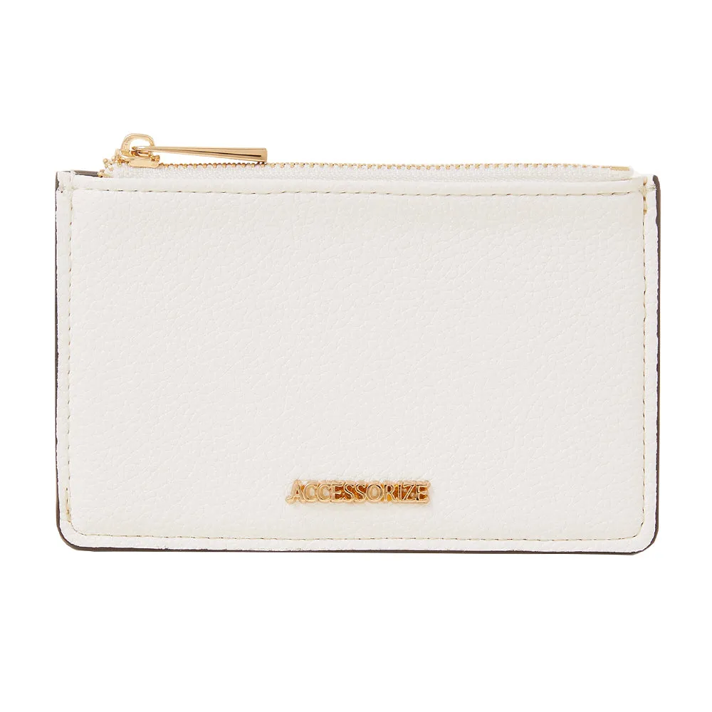 Accessorize London Women's Faux Leather White Classic card holder