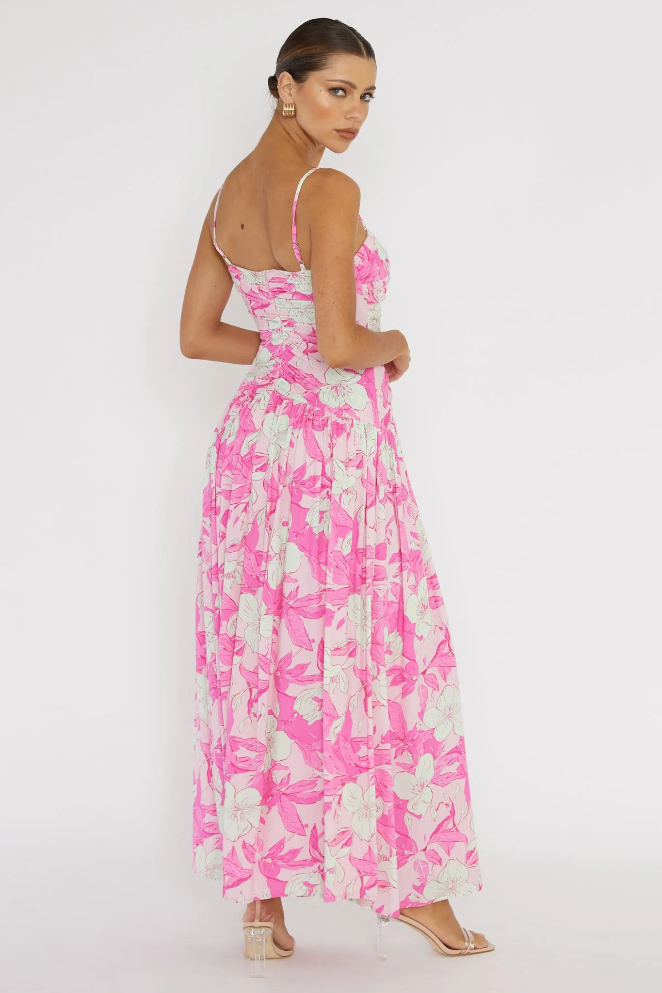 Amanie Ruched Waist Maxi Dress Pink