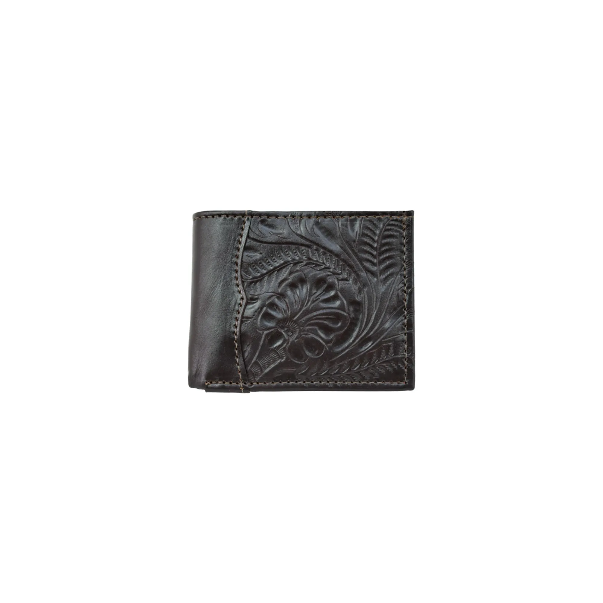 American West Chocolate Leather 4.5x3.5 Mens Bi-Fold Wallet