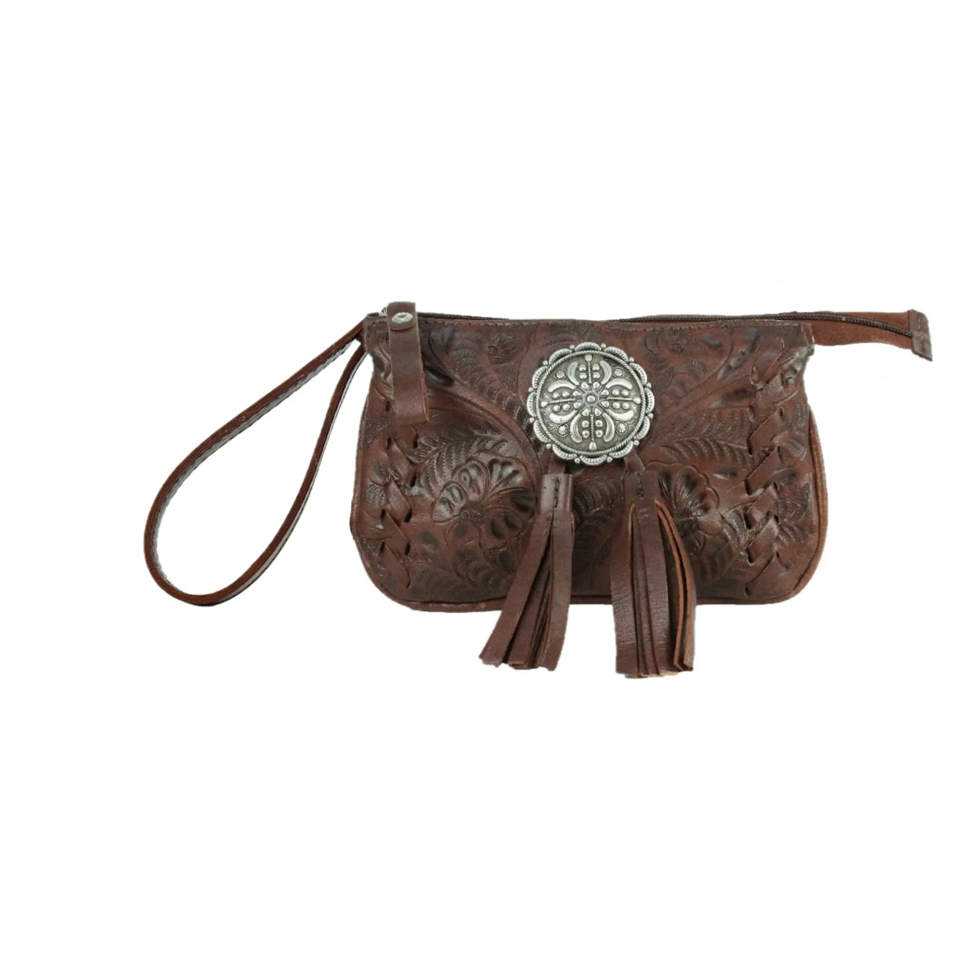 American West Lariats & Lace Chestnut Brown Leather Event Bag