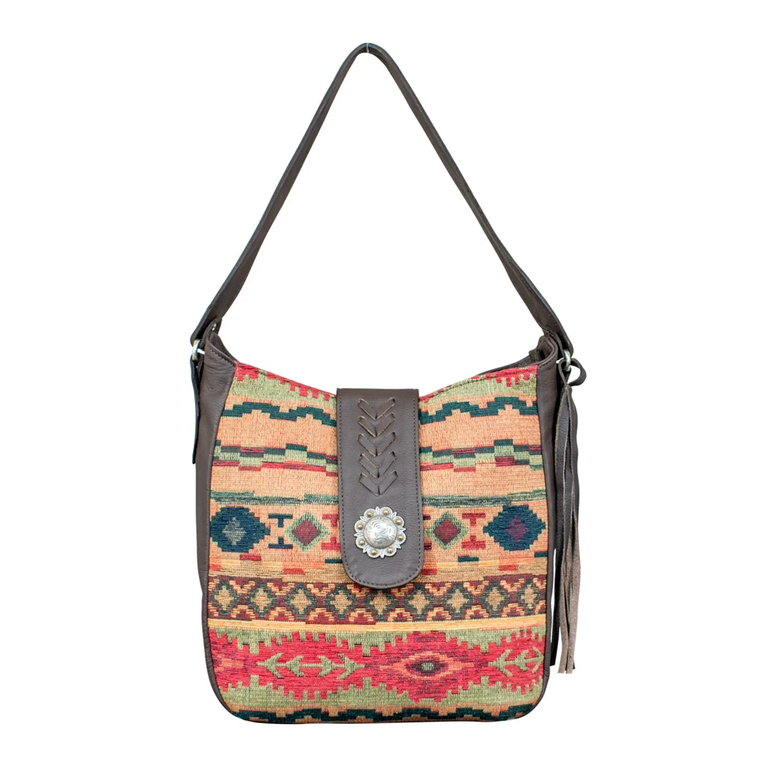 American West Santa Fe Tapestry Leather CCS Shoulder Hobo Bag