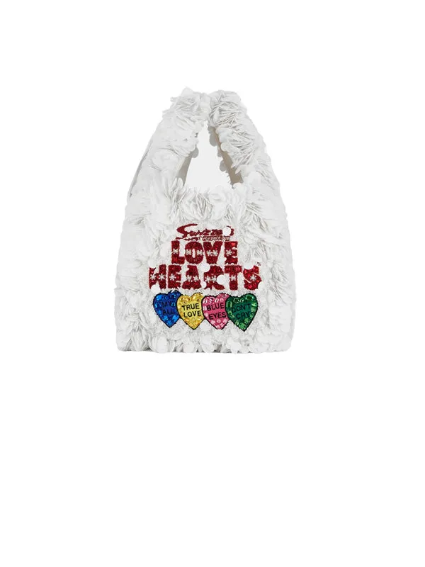 Anya Brands Mini Tote Love Hearts in Optic White Sequins