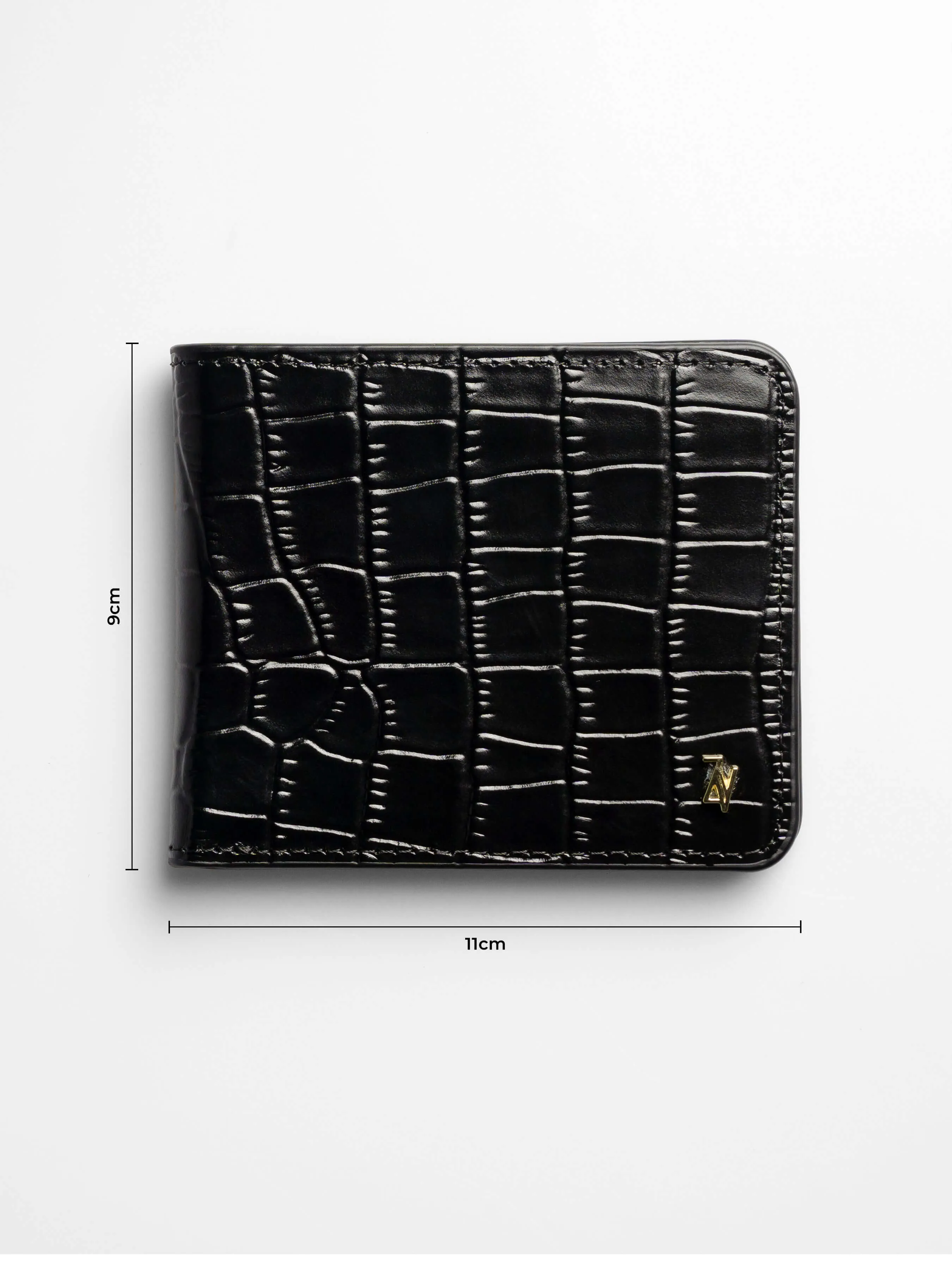 Artemis Croco Wallet - Black and Olive Green Leather