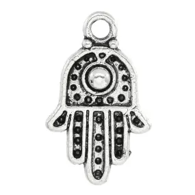 AVBeads Pagan Hamsa Charms Silver 20mm x 12mm Metal Charms 10pcs