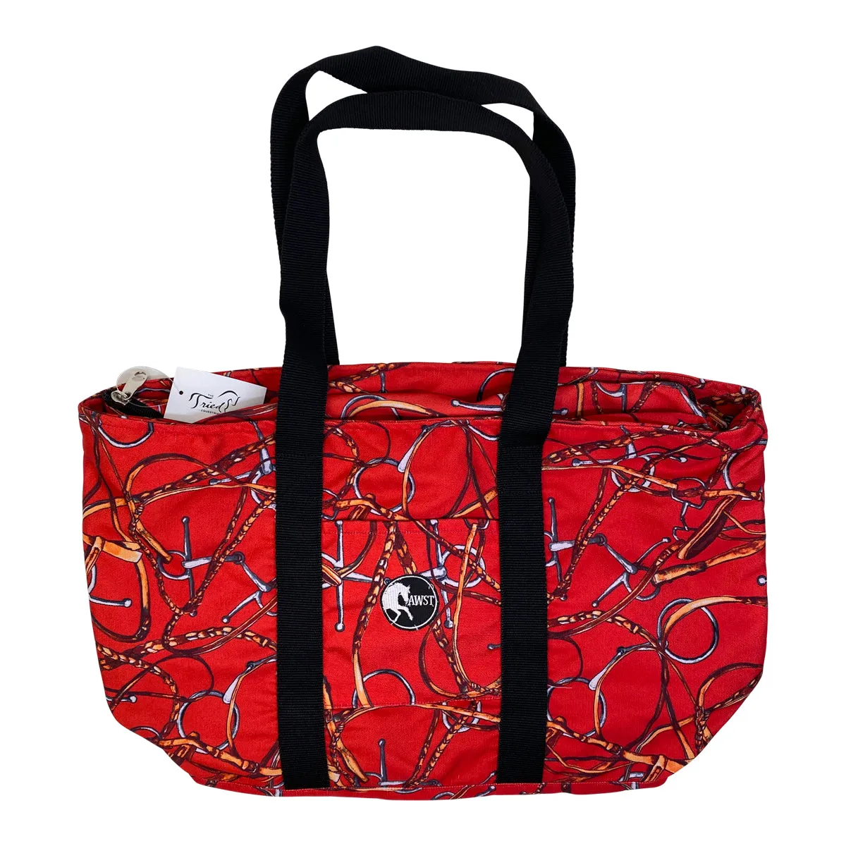 AWST Int'l Lila Snaffle Bit Bridles Tote Bag in Red w/Snaffle Bits and Bridles - One Size