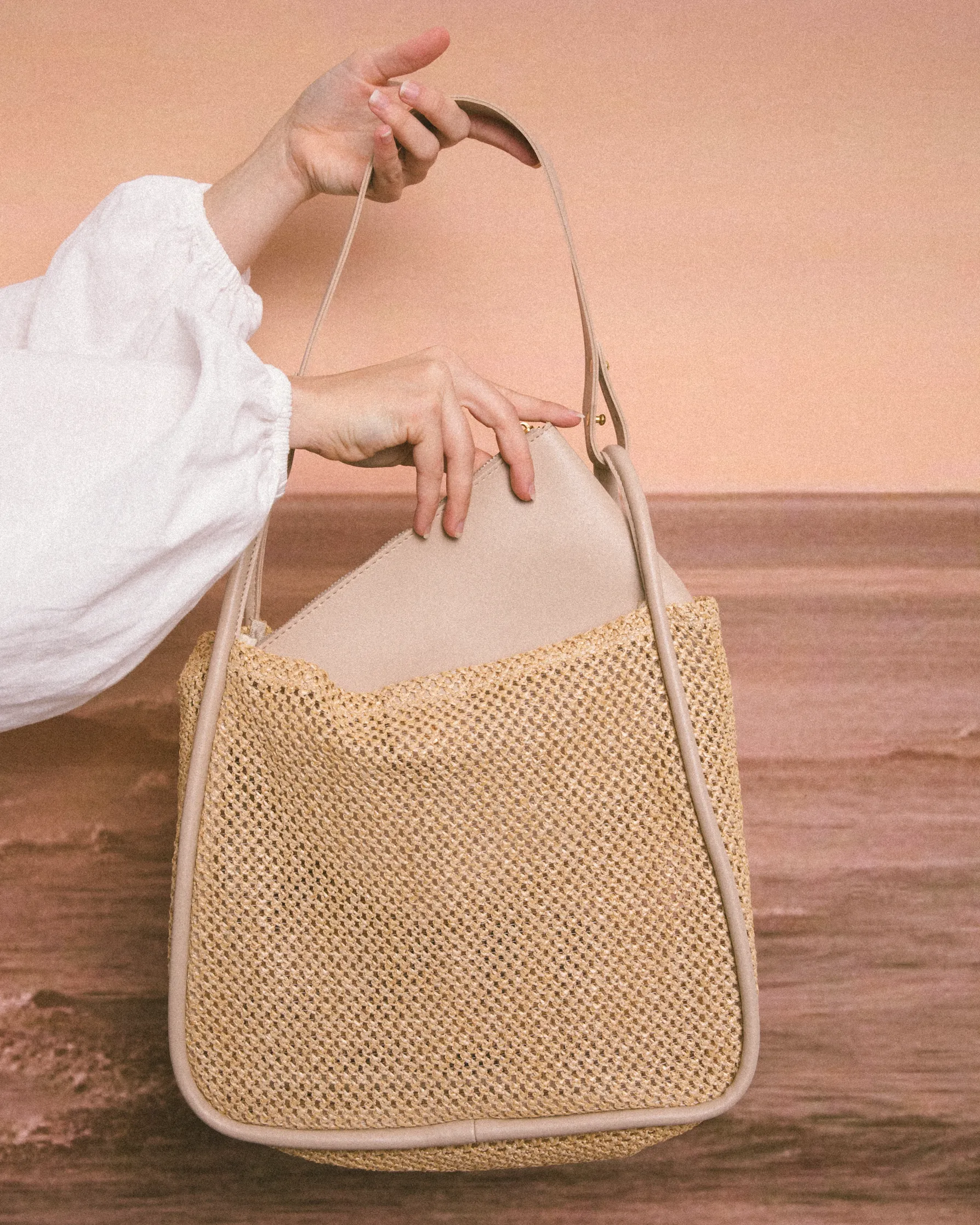 Azure Woven Handbag | Beige