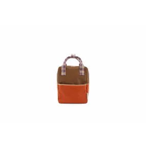 Backpack small | colourblocking | orange juice   plum purple   school bus brown