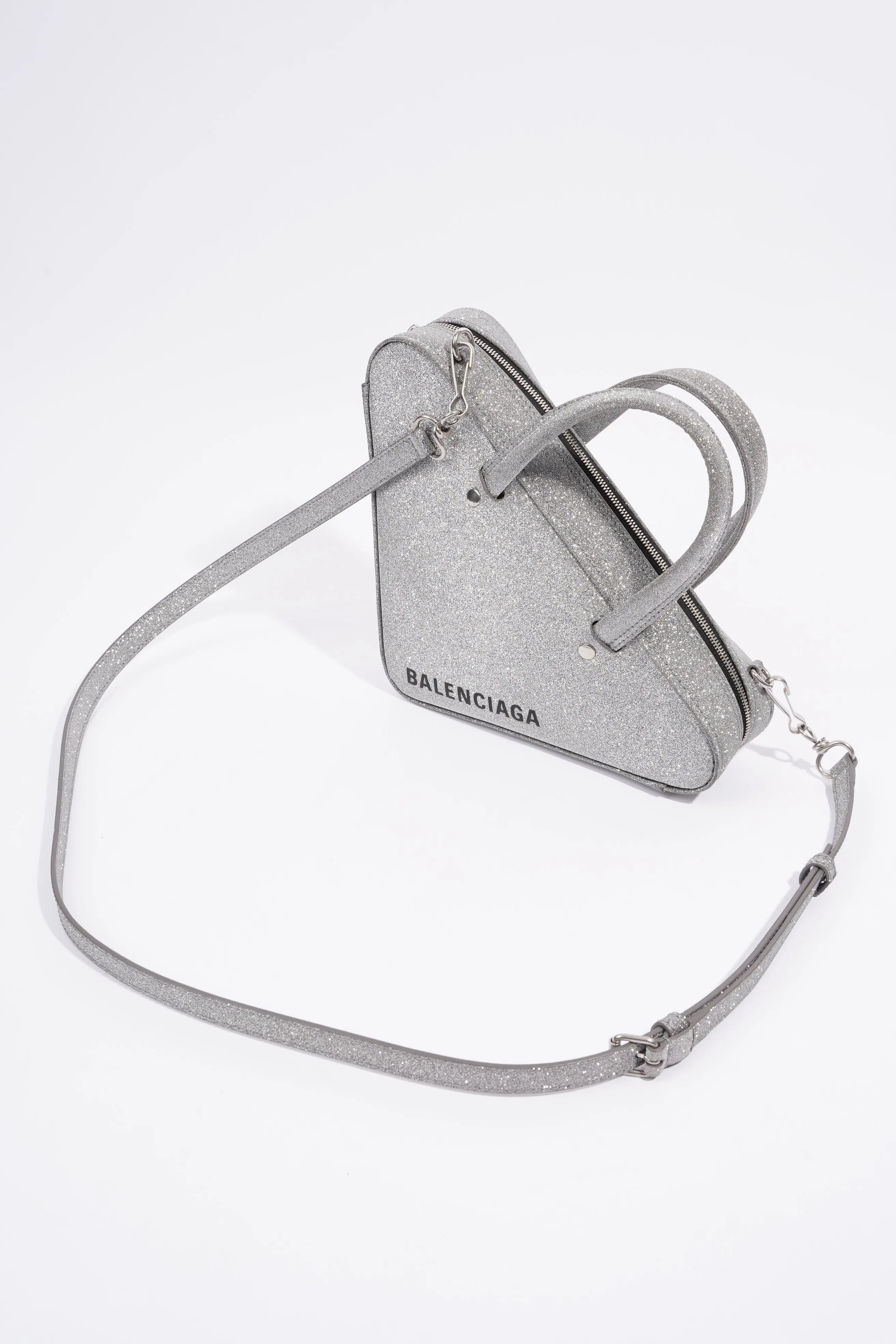 Balenciaga Triangle Bag Silver Glitter