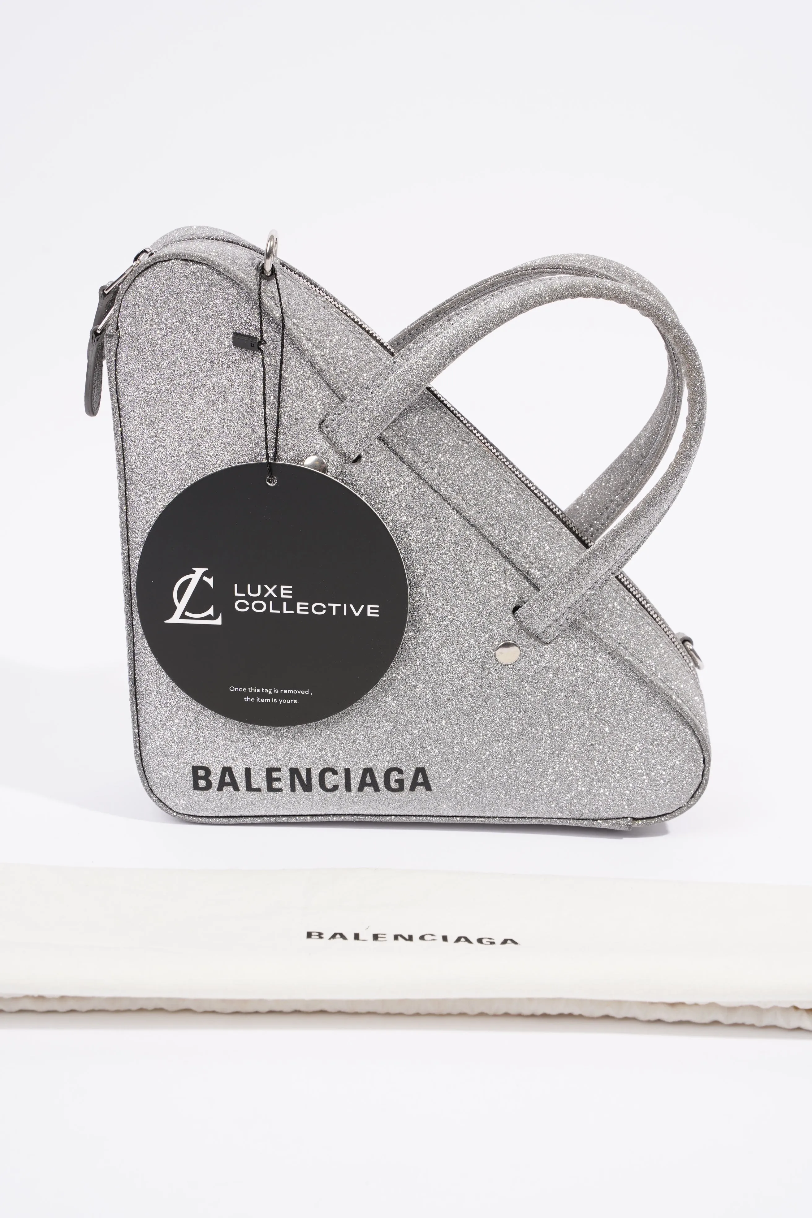 Balenciaga Triangle Bag Silver Glitter