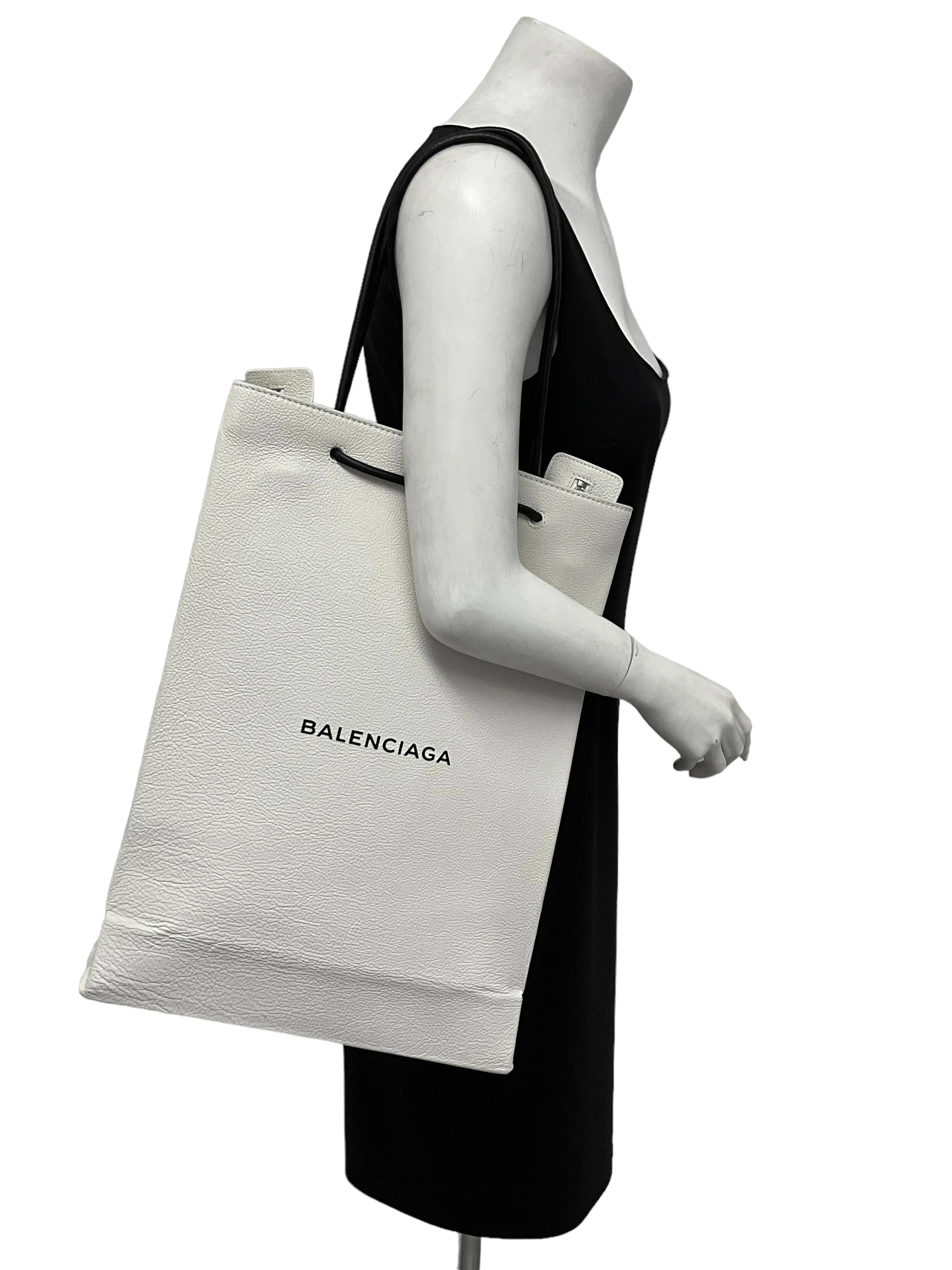 Balenciaga White Leather Shopper Tote