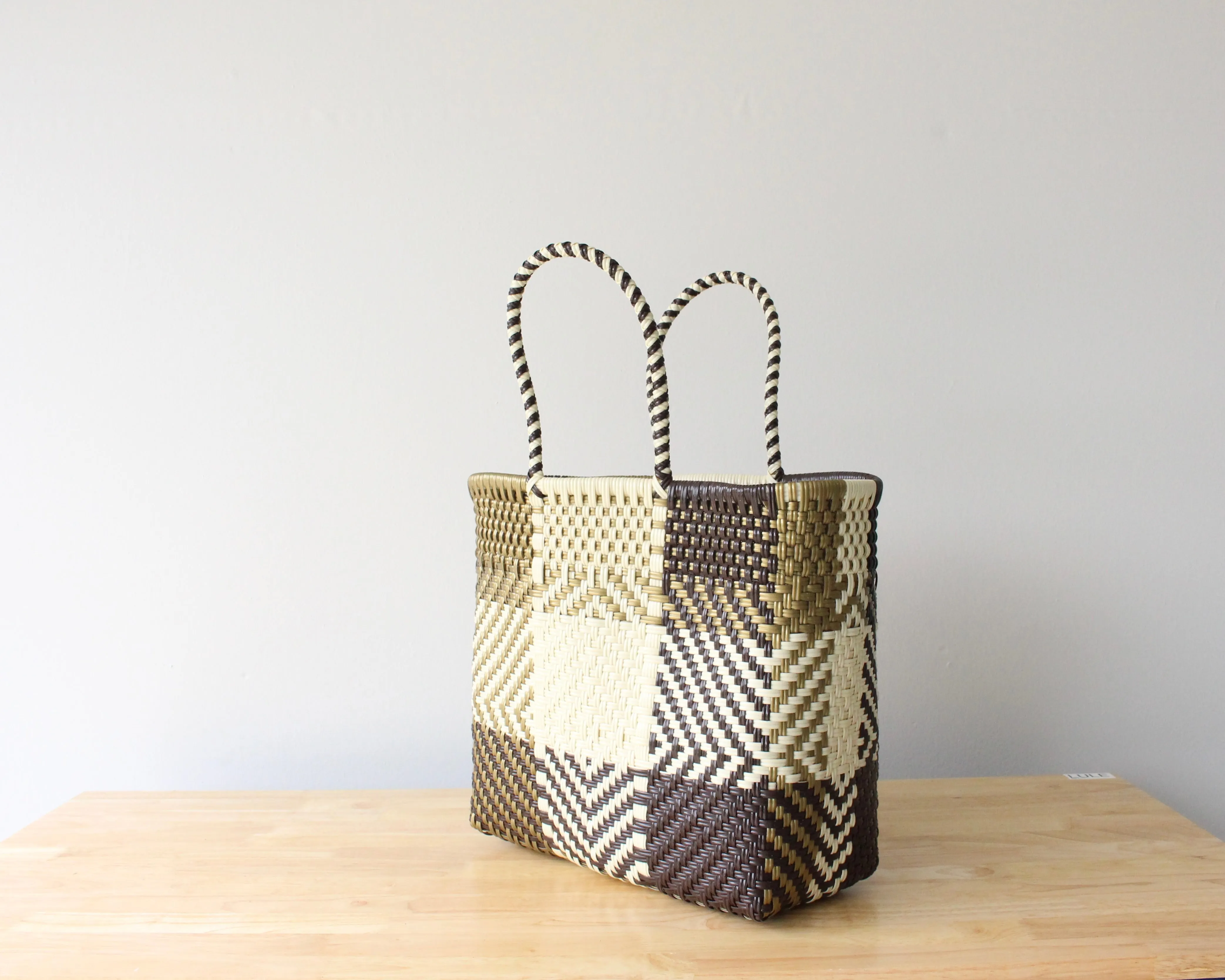 Beige, Brown & Gold Tote Bag by MexiMexi