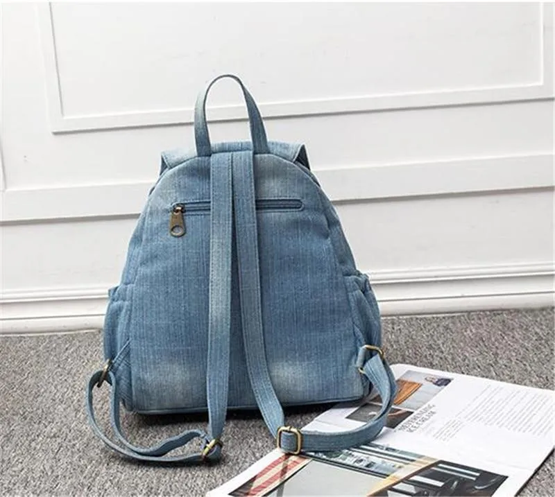 Big Blue Denim Canvas Travel Backpack