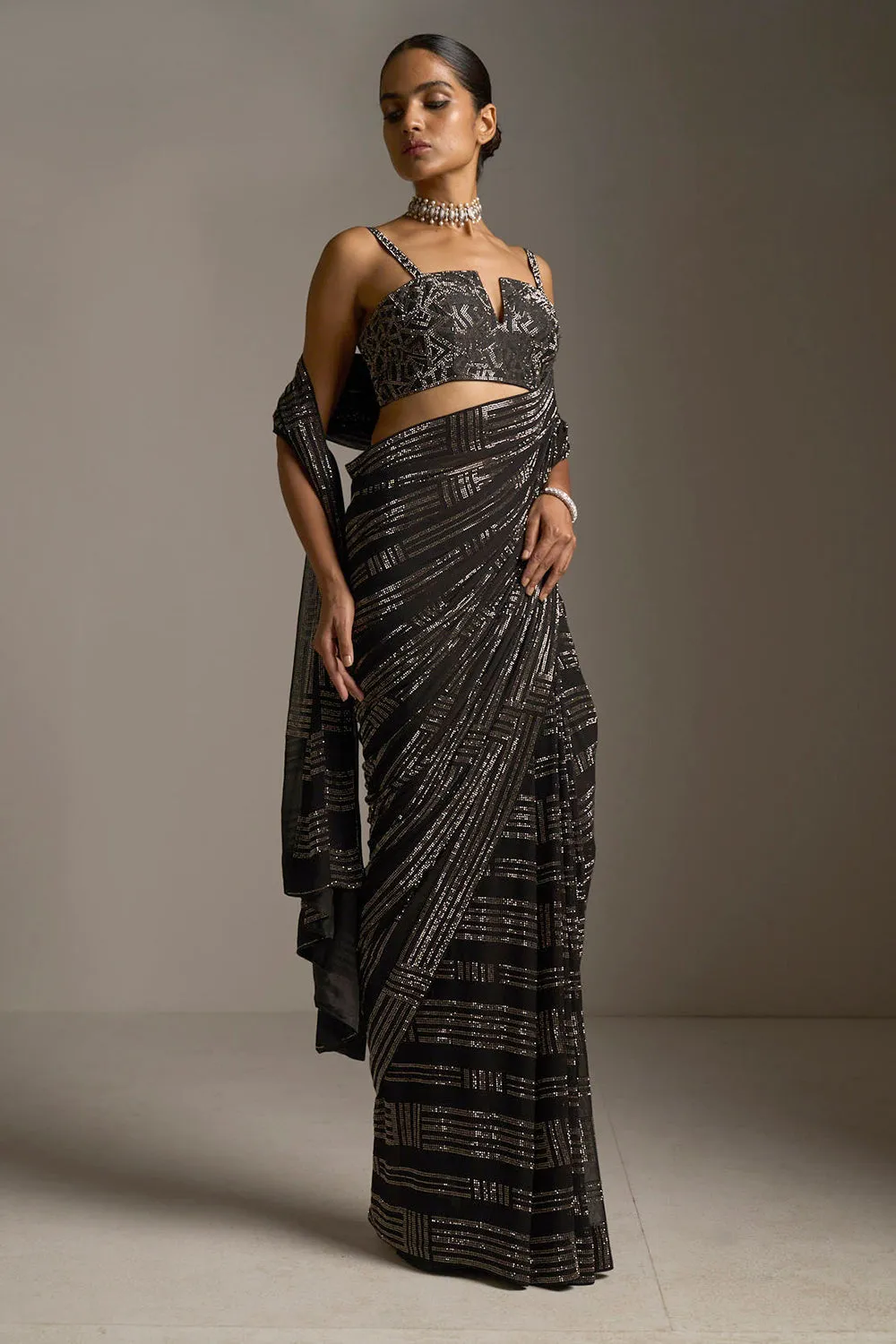 Black Crystal Saree