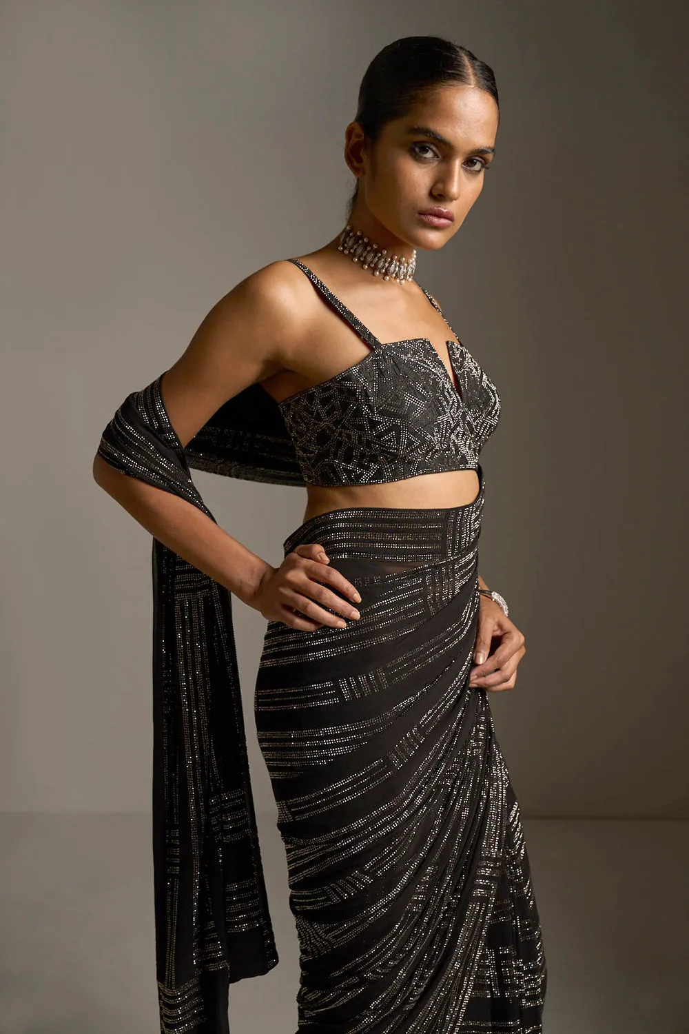 Black Crystal Saree