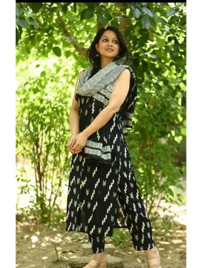 Black Kurti Pant Dupatta Set of 3