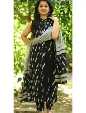 Black Kurti Pant Dupatta Set of 3