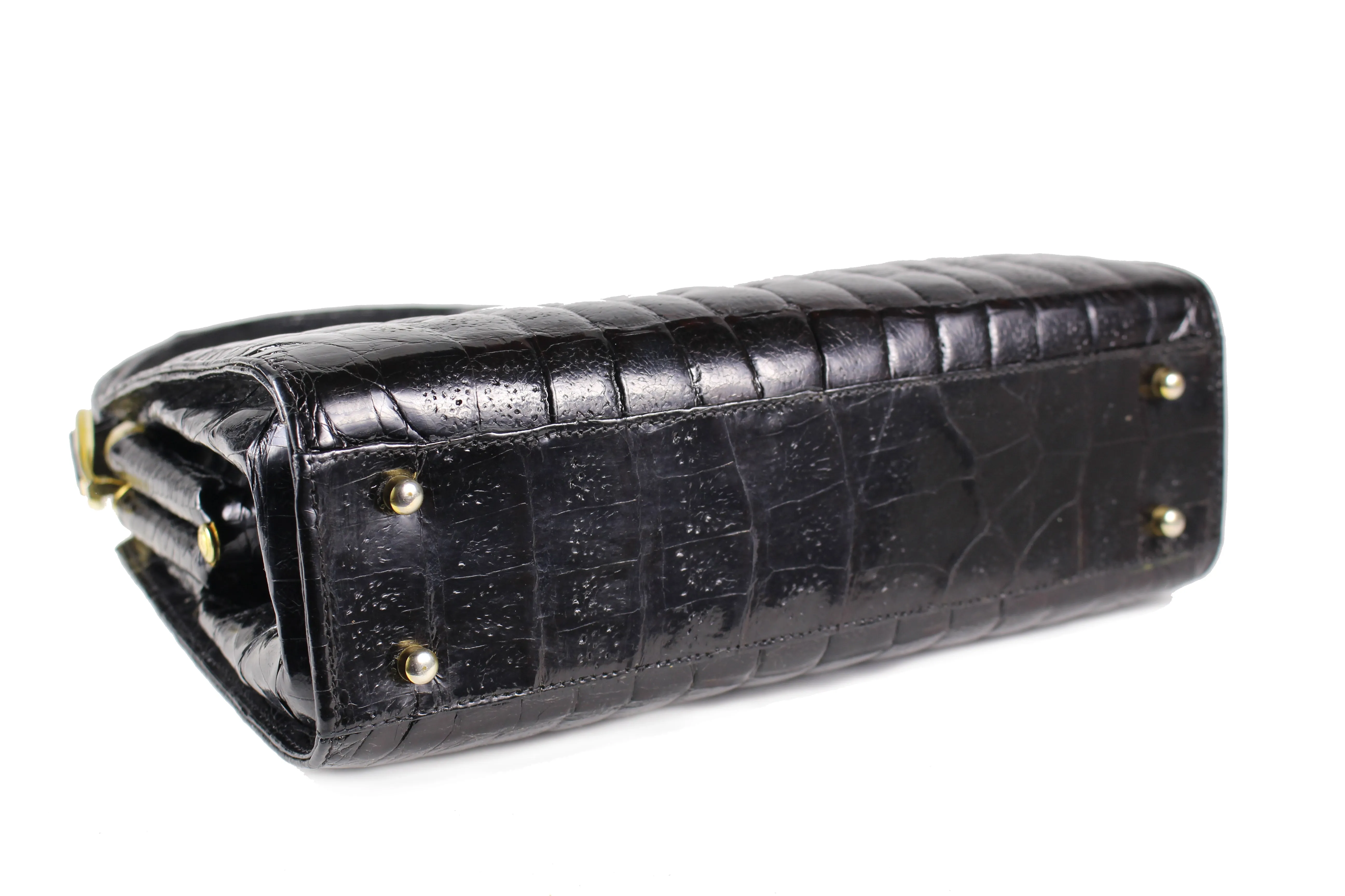 Black "sauvage" crocodile skin frame handbag