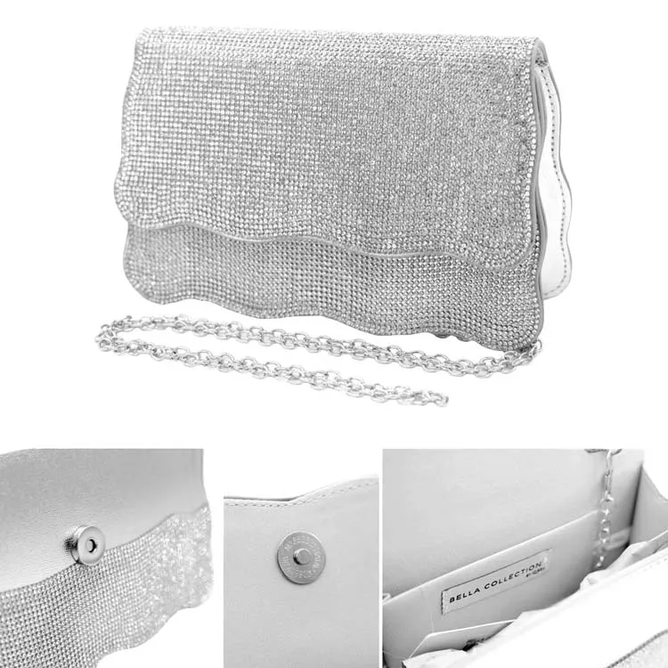 Bling Wavy Edge Shape Crossbody Evening Bag