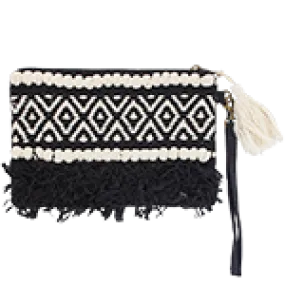 Boho Blackbird - embellished clutch with zip and removable strap