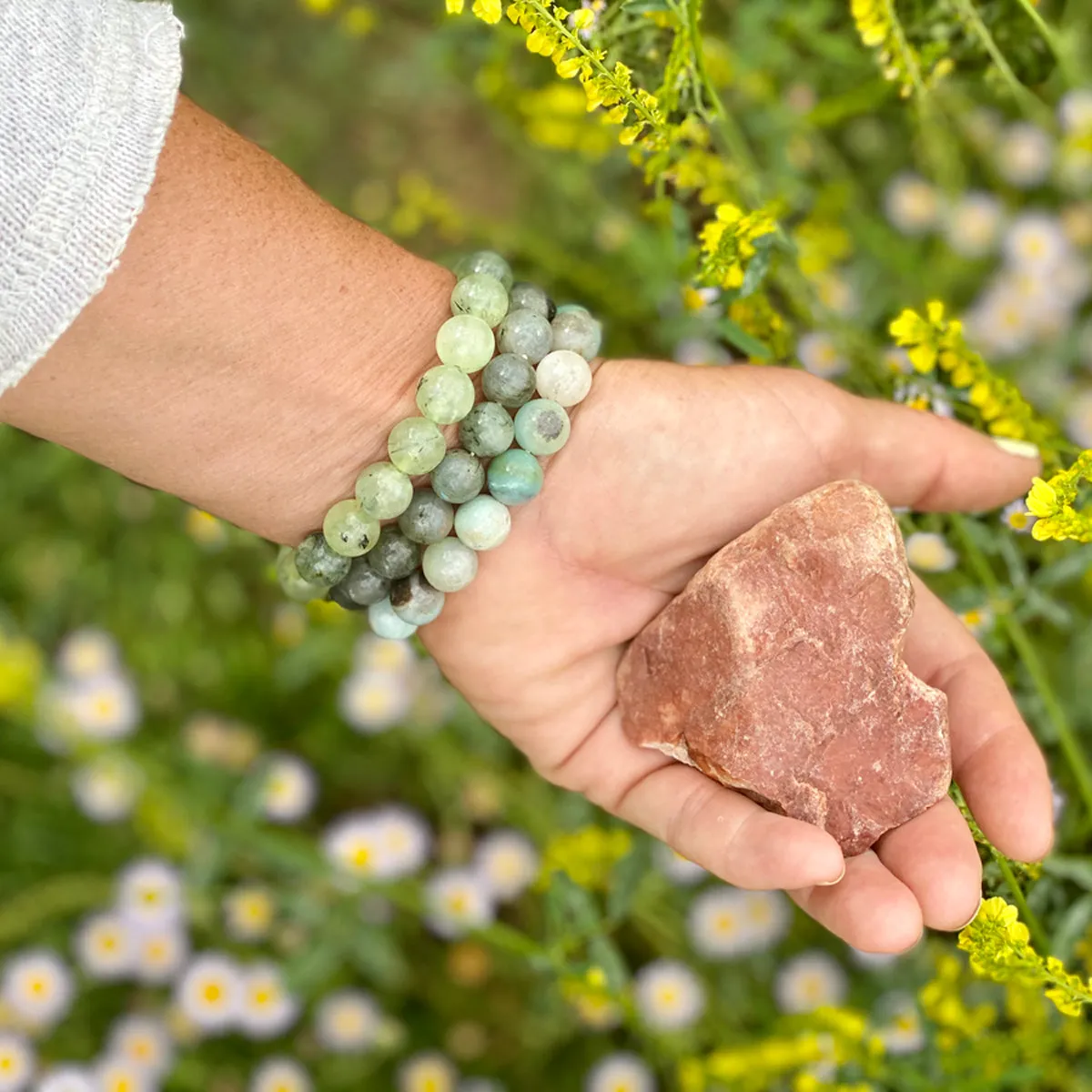 Bracelets to Repel Anxiety and Depression - Labradorite, Prehnite and Amazonite Trio