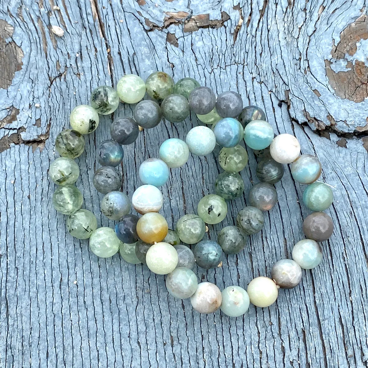 Bracelets to Repel Anxiety and Depression - Labradorite, Prehnite and Amazonite Trio