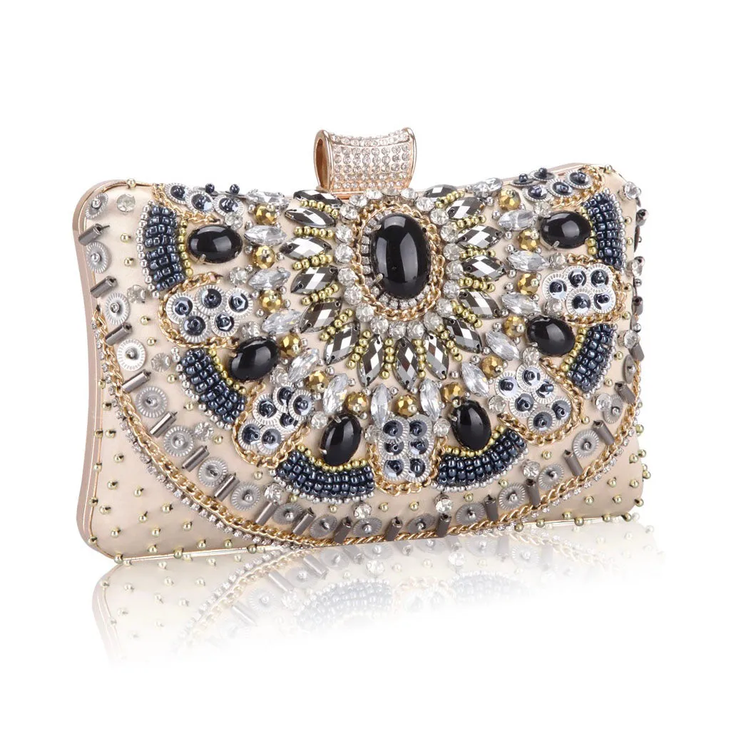 Bridal Hand-Bead Embroidered Clutch, Evening Bag, Prom Clutch -i7bags