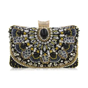 Bridal Hand-Bead Embroidered Clutch, Evening Bag, Prom Clutch -i7bags