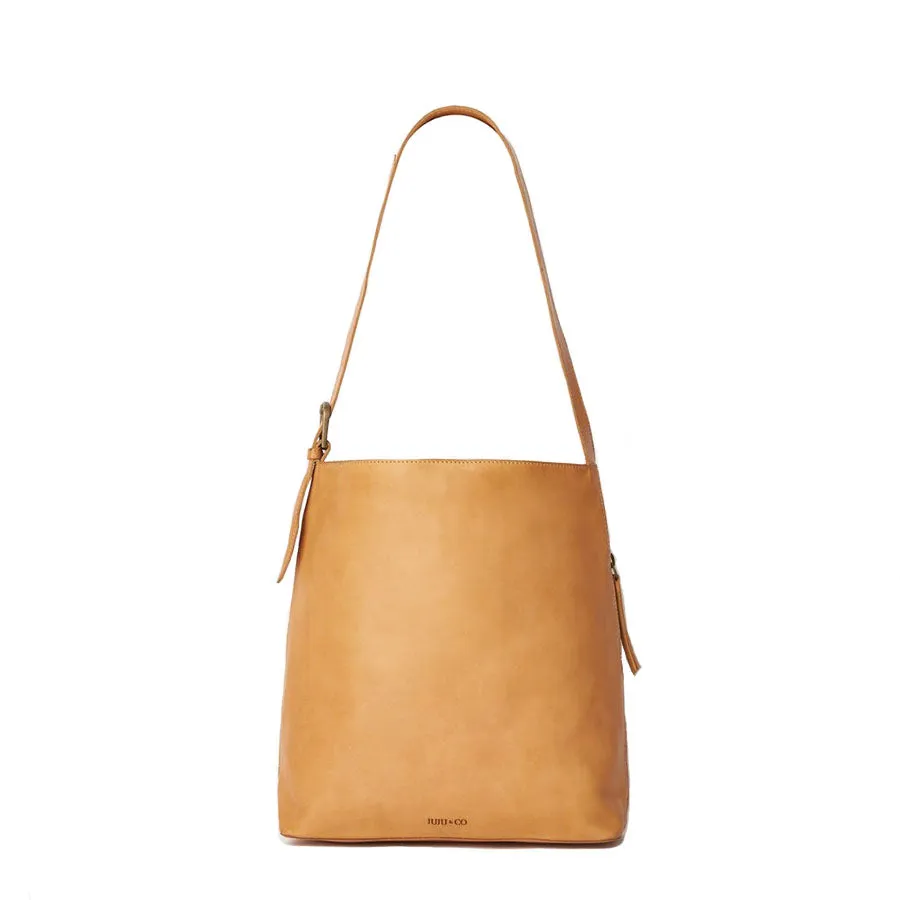 BUCKET TOTE - TAN LEATHER