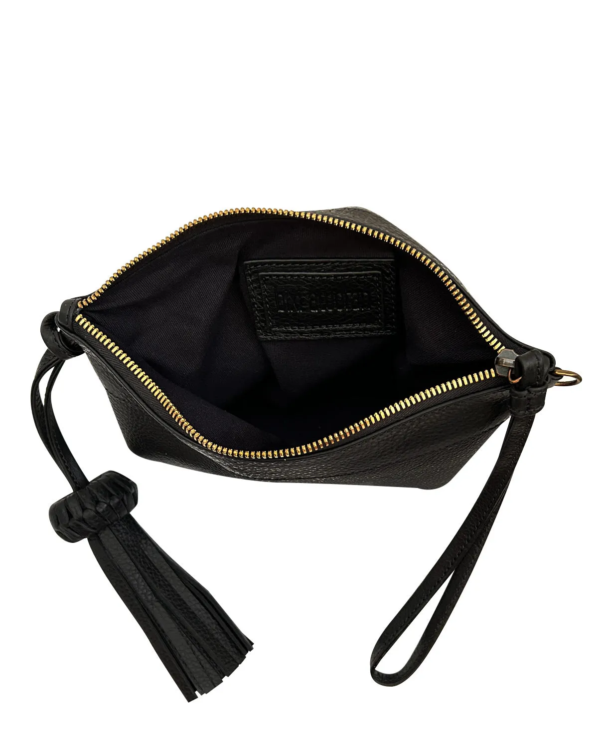 Camila Black Leather Clutch - Crossbody