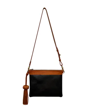 Camila Black Leather Clutch - Crossbody