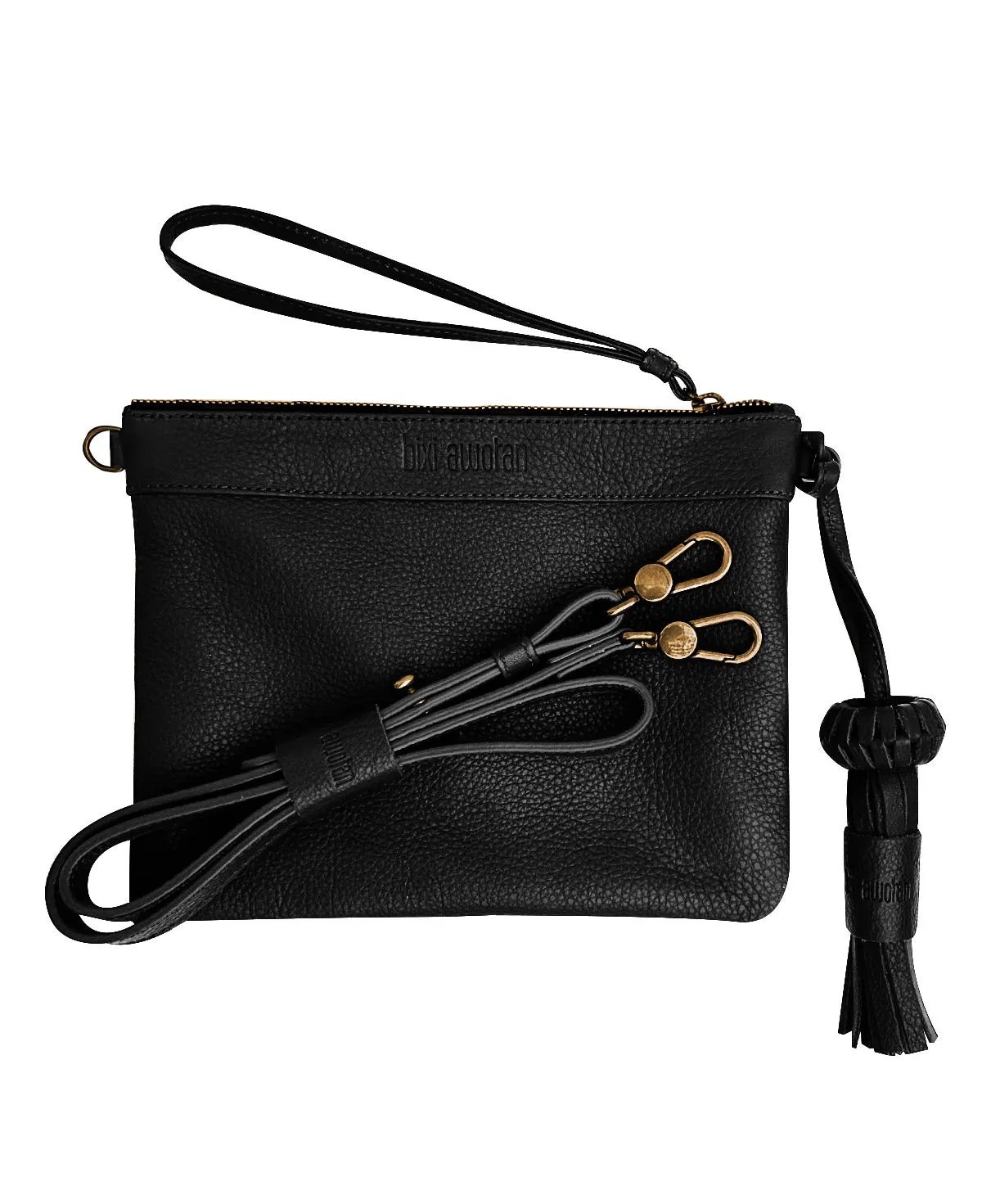 Camila Black Leather Clutch - Crossbody