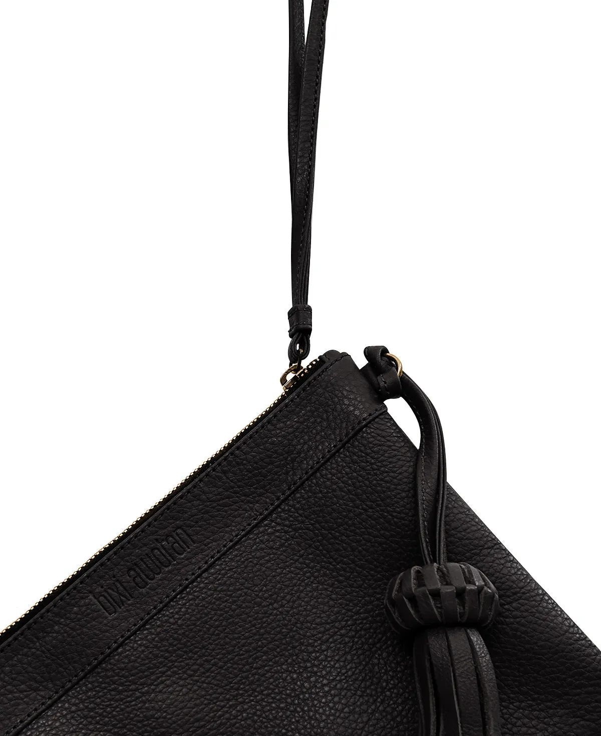 Camila Black Leather Clutch - Crossbody