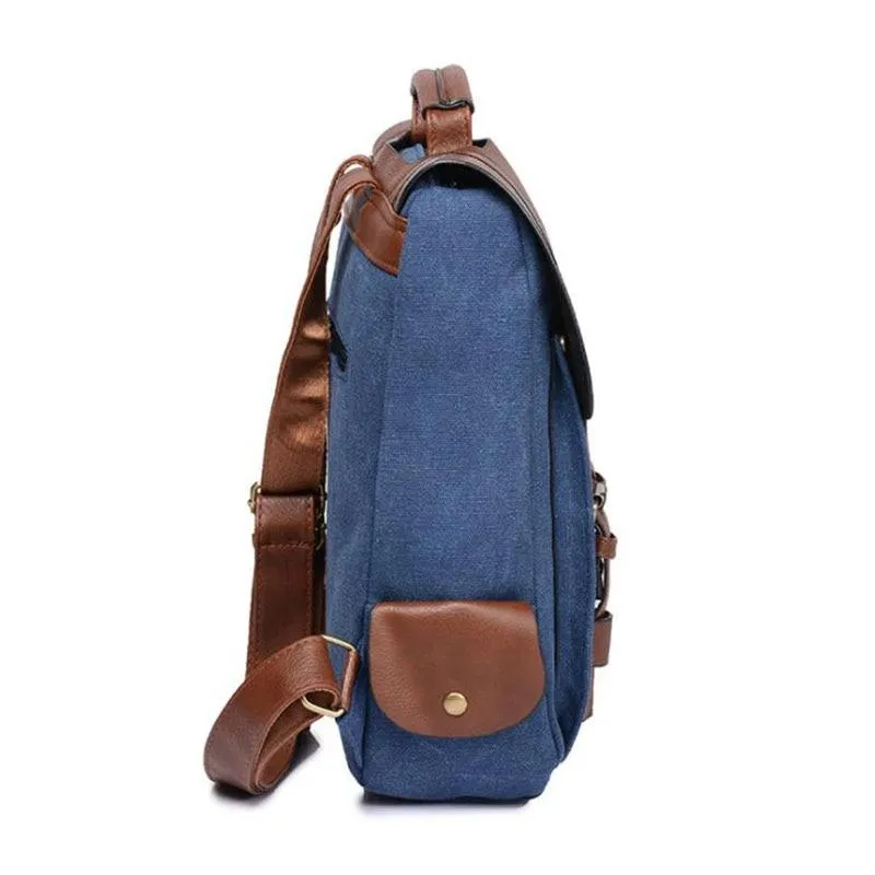 Canvas Leather Travel Backpack 20 to 35 Litre