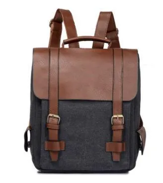 Canvas Leather Travel Backpack 20 to 35 Litre