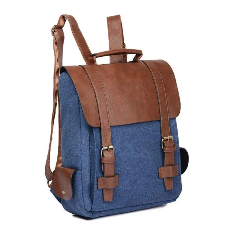 Canvas Leather Travel Backpack 20 to 35 Litre