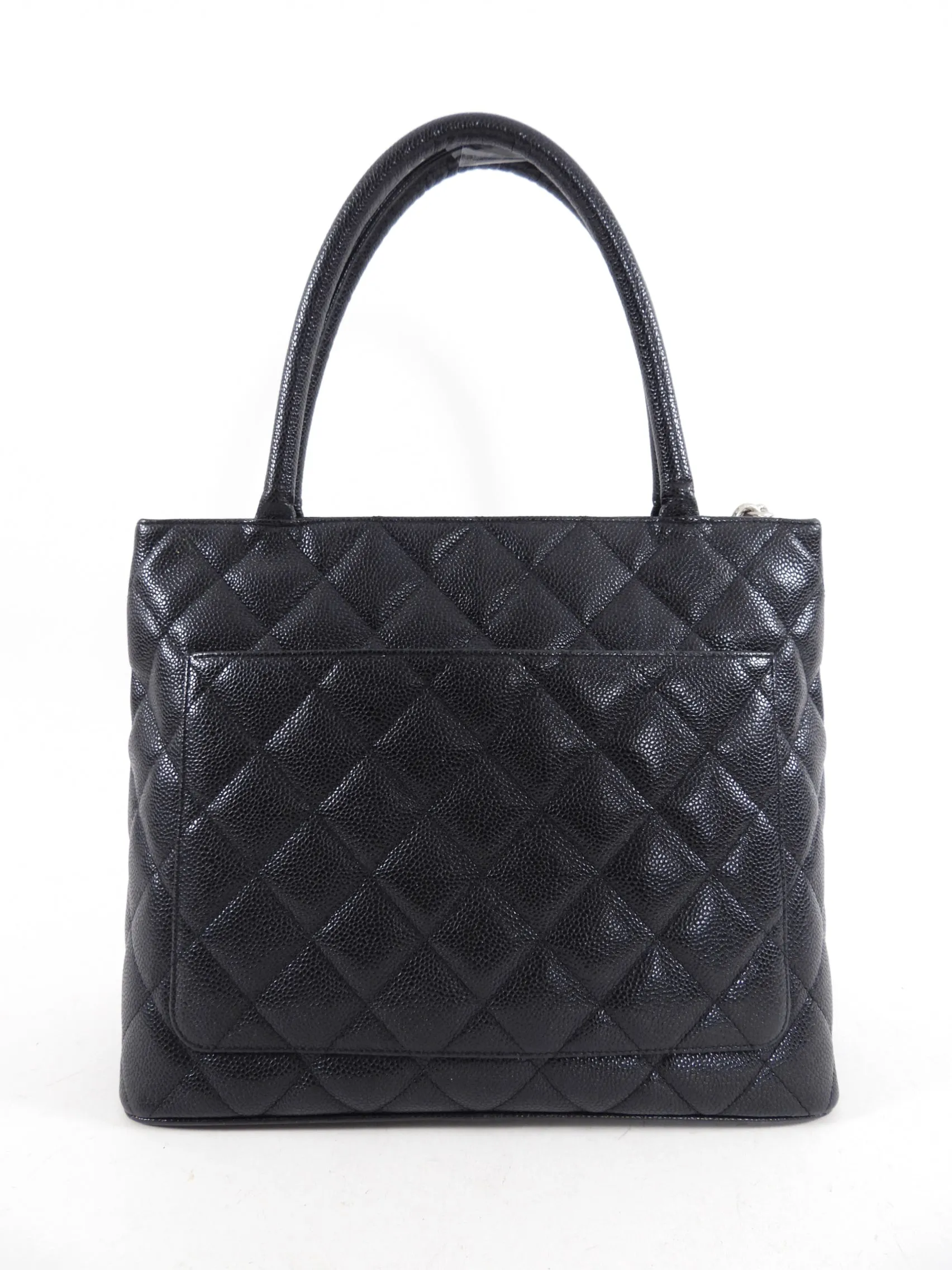 Chanel Black Caviar CC Medallion Tote Bag