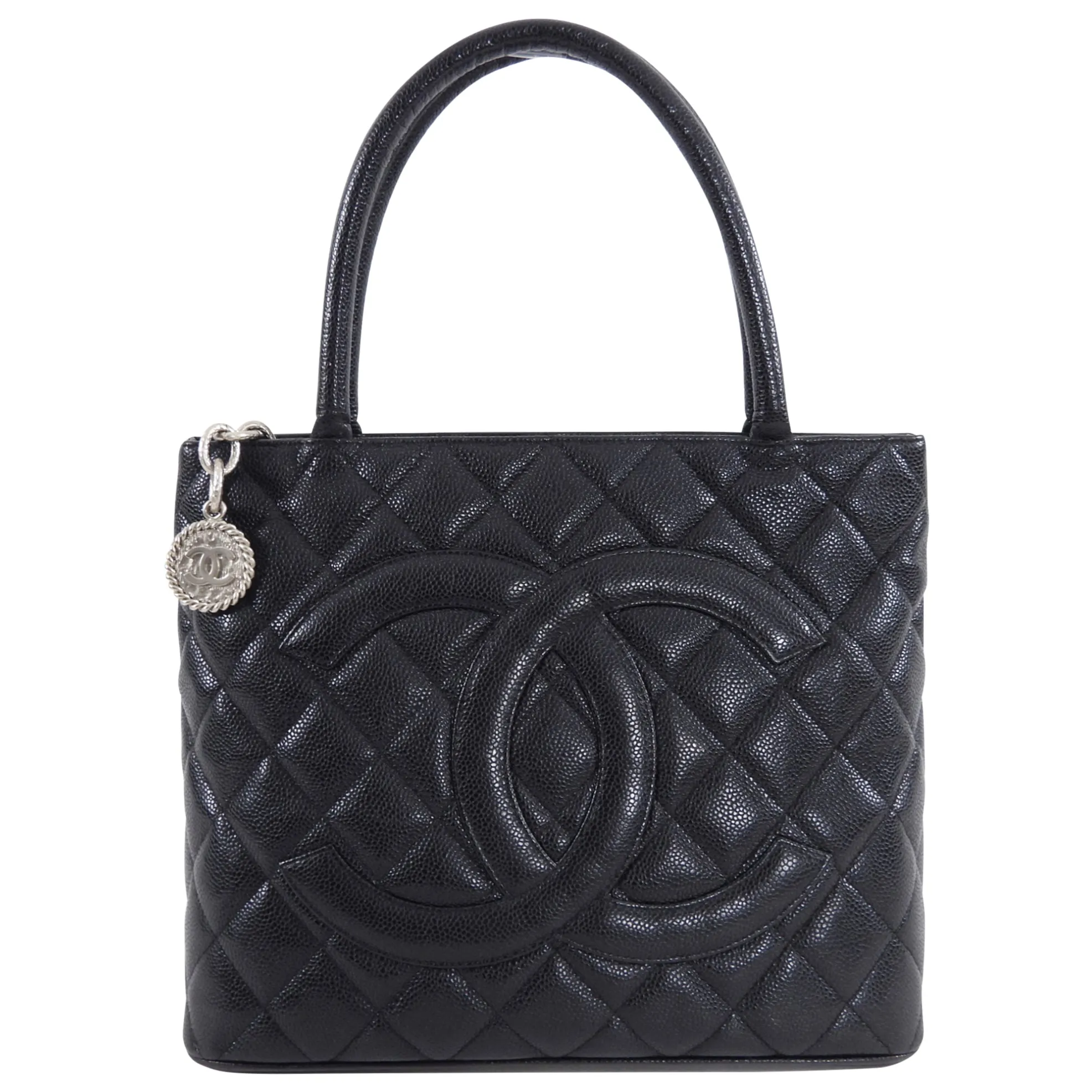 Chanel Black Caviar CC Medallion Tote Bag