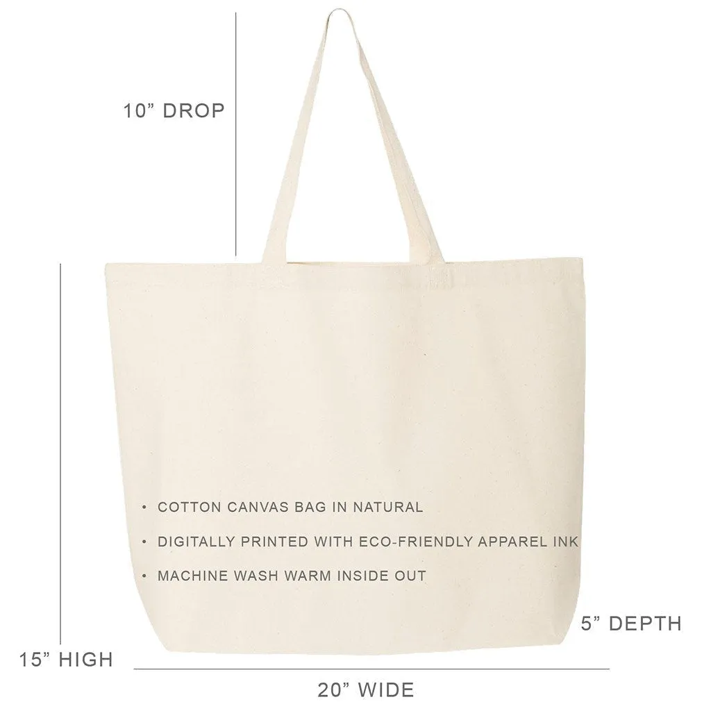 Chi Omega Large Canvas Sorority Tote Bag with Simple Mod Design