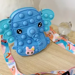 Clearance! Pop It Elephant Bag for Girls - Fidget Fun & Stylish Shoulder Bag (Blue/Yellow)