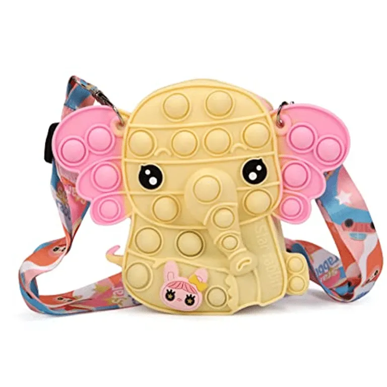 Clearance! Pop It Elephant Bag for Girls - Fidget Fun & Stylish Shoulder Bag (Blue/Yellow)