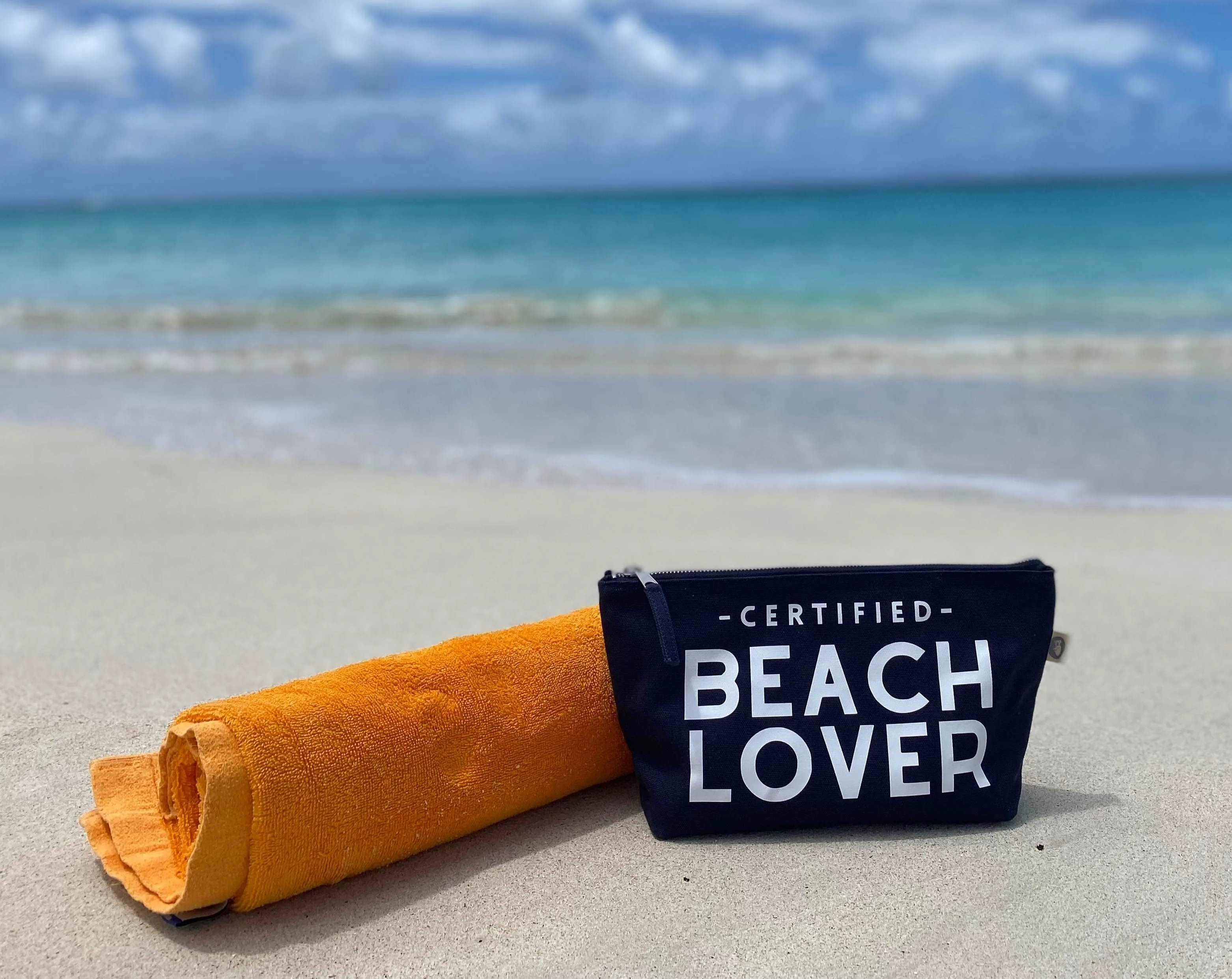 Clutch Bag: Navy with White Matte Certified Beach Lover