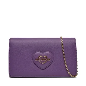 Clutch Donna con Tracolla LOVE MOSCHINO linea Sweet Heart stampa Saffiano Viola