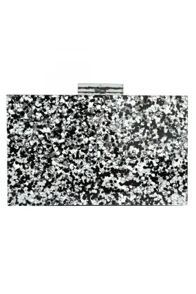 CONFETTI CLUTCH SILVER & BLACK